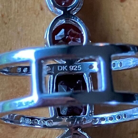 Natural Vermelho Red Garnet Sterling Silver Cocktail Ring Size 5.75 - Picture 6 of 9